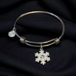 Love this life Snowflake Charm Adjustable Bangle Bracelet Photo 0