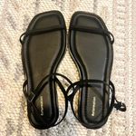 Reformation  Lake Flat Sandals in Black Leather Photo 2