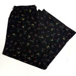 Vintage Fruit Pattern Viscose Wide Leg Palazzo Pants Black Size XL Photo 0