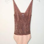 Free People  Intimately Gold Coast Rose Gold Metallic Bodysuit Size S NWT Photo 2