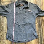 Harley Davidson  Collared Shirt Long Sleeve 100% Cotton Women's Small Gray Photo 2