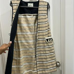 Beatrice.B Anthropologie Striped Tassel Embroidered Vest Sz XL US 10 Black Photo 2