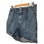 EXPRESS Midi Super High Rise Pleated Stonewash Y2K 90s Denim Shorts Mom Blue 12R Photo 3