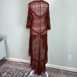 Free People Vtg. Lace Maxi High Low Blouse in Rust Size Small Photo 3