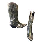 Donald Pliner Western Metallic Pitone Snake Leather Boot Shoe New $695 Sz 8.5 Gold Photo 1