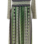 Vintage 70s Mary Martin Florida Geometric Maxi Dress Womens Mod Op Art Size 14 Green Photo 0