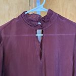 Maven West Maven‎ West Maroon Blouse Cupro USA XS cut out mock neck Long sleeve Boho Photo 1