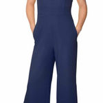 Rachel Rachel Roy Ruffled Sleeve Cropped Jumpsuit Navy Size XL Stretch Blue Photo 0