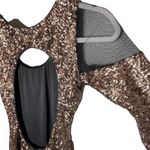 Dress the Population  Jaden Cutout Dress Size Small Copper Sequin Long Sleeve Photo 5