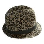 Nicole Marciano leopard print fedora hat lined 100% cotton indie boho Brown Photo 1