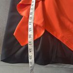 Women’s Black & Orange Asymmetrical Ruffled Front Midi Dress Zip Up Back Size M Orange Size M Photo 7
