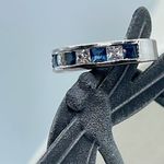 Boutique Blue Sapphire and rhinestone silver plated ring size 6:25 Photo 8