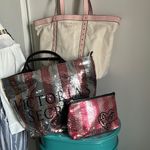 Victoria's Secret Victoria’s Secret Bags Set - 3 Signature Sequined Tote Make Up Bags Multipsck Photo 0