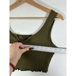 SheIn Green Rib Knit Lettuce Hem Cropped Tank Top S Photo 3