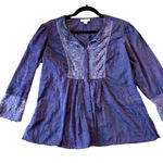 Coldwater Creek  purple lace trim blouse size large Photo 0