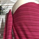 Athleta  long sleeves shirt rounded hem striped pink stretchy scooped neck Sz L Photo 6