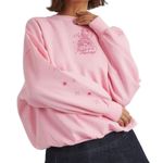 Skinnydip Disney Embroidered Castle Sweatshirt in Pink, Size XL Pink Photo 0
