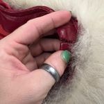 Vint 60s 70s Red Leather & Silver Fox Fur Collar Mrs Claus Christmas Trench Coat Size XL Photo 14