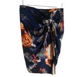 Robert Rodriguez  Navy Floral Print Twist Front Sarong Wrap Skirt Size XS Photo 2