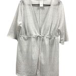 Catalina  Arctic White Lace Tie Waist Swimsuit Coverup Short Sleeve Womens 1X Photo 6