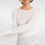 KHAITE Lenora Ribbed Long Sleeve Crew Neck Top Cream Size XS Photo 1