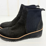 Eileen Fisher  Black Suede Sock Wedge Ankle Boots Women Size 10 Photo 0