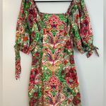 Cleobella Nadine Mini Dress Colorful Pink/Green Puff Shoulder Panama Print Med Photo 1