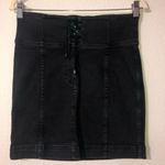 Free People FP Modern Femme Corset Lace Up Mini Black Denim Jean Skirt 6 Photo 2