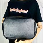 BURBERRYS Large Black Leather Bucket Drawstring Bag Nova Check Lining Authentic Photo 5