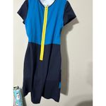 Miss Sixty M60  Striped Sheath Dress Yellow Beaded Peter Pan Collar Size 4 Photo 3