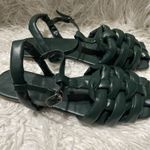 Women’s Sandals Faux Leather Basket Weave Dark Green EU 42 Size 11 Photo 1