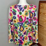 Sweet Sinammon Multicolor Floral Paisley Yarn Embroidered Blouse Top Small Pink Photo 2