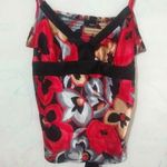 Mixit  XL Red Black Silver Satin Strap Top Plus Photo 0
