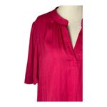 Evereve Shirt Women Large Pink Satin Split V Neck Flutter Sleeve Blouse Silky Photo 4