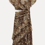 ZARA  maxi dress snake animal print mesh ruffled boho western casual summer Photo 8