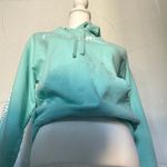 Teal Hoodie with White Print Green Photo 5