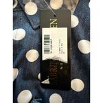 NEW Sabrina Lauren Women's Blouse Large Button Down Denim Blue White Polka Dots Photo 6