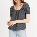 Madewell Texture & Thread Peasant Shirt in Stripe Short Fitted Sleeve Top Photo 0