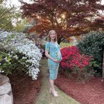 Yumi Kim Blue Floral Printed Mini Short Sleeve Scoop Maternity Dress sz S Photo 11