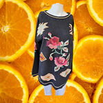 CRAZY HORSE  Black with Flowers Knit Long Sweater Size‎ 6 Photo 7