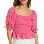 WAYF  Smocked Crop Top Size XL Summer Top Vacation Hot Pink Photo 0