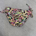 Victoria's Secret Victoria’s Secret Paisley Neon String Bikini‎ Bottoms Black Multi Small Photo 1