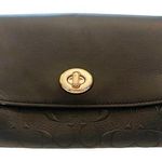 Coach Authentic Black Leather Chain Strap “C” Logo Wallet Clutch Hardware Photo 0