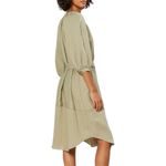 Current Air Dress Women Small Green Khaki Stripe Shirt Dress Bohemian Minimalist Photo 7