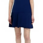 Charles Henry  | Navy Blue Flutter Sleeve Ruffle Hem Shift Dress Sz L Photo 0