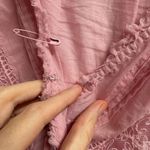 Free People  Intimately Eloise Pink Lace Pintuck Bodysuit Blouse Top Size Medium Photo 5