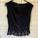 MSK Black Sleeveless Top with Silver Accents Size L Photo 0
