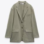 ZARA AVAILABLE NWOT  linen blend straight cut blazer mid khaki xs Photo 0
