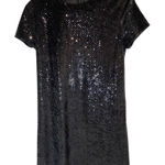 Adrienne Vittadini  Black Sequin Dress Size 6 Cocktail‎ Wedding Formal MIDI Photo 0