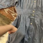 Vintage Chambray Squiggle Embellished Coverall Jumpsuit Blue Size 12 Photo 6